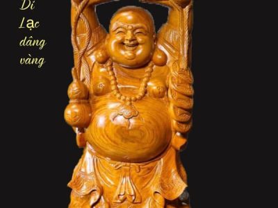 Di Lặc Dâng Bát Vàng Gỗ Hương Đá