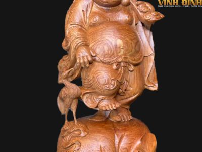 Di Lặc Hạc Gỗ Hương Đá