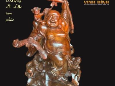 Di Lặc Tam Phúc Gỗ Trắc