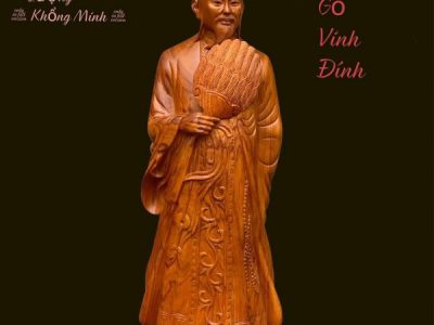 Tượng Khổng Minh - Gia Cát Lượng Gỗ Hương Đá 60x21x15 cm
