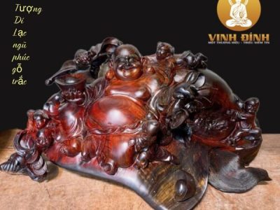 Tượng Di Lặc Ngũ Phúc Ngồi Gỗ Trắc 30x62x30 cm