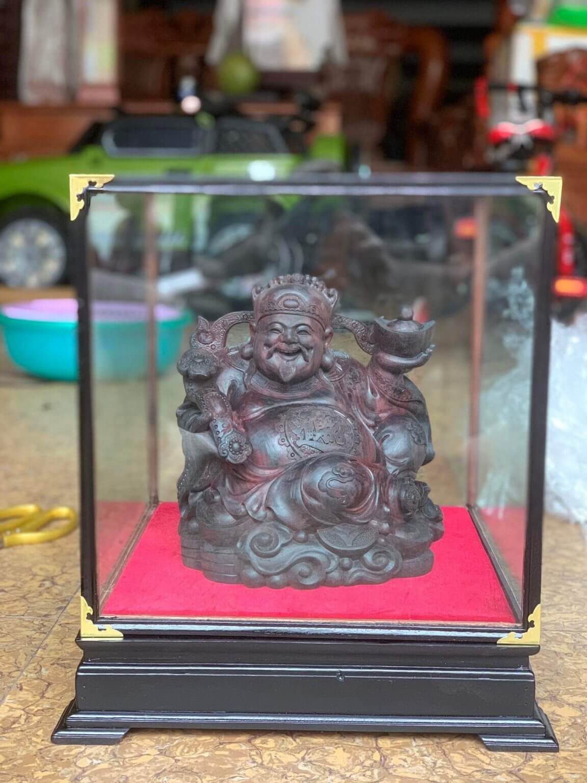 Tượng Thần Tài gỗ Vương Mộc Tử Đàn đỏ tím - Ảnh 2