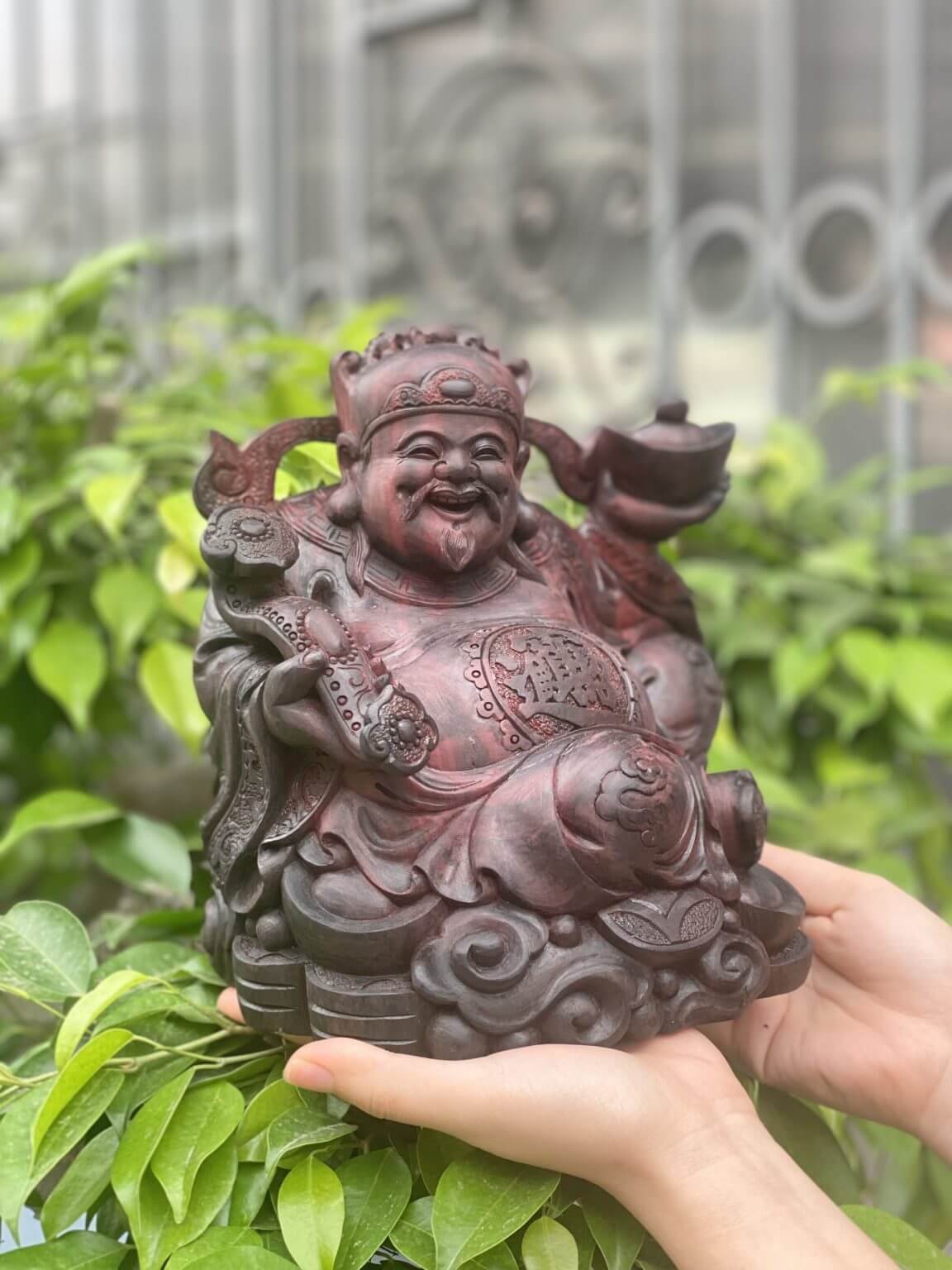 Tượng Thần Tài gỗ Vương Mộc Tử Đàn đỏ tím