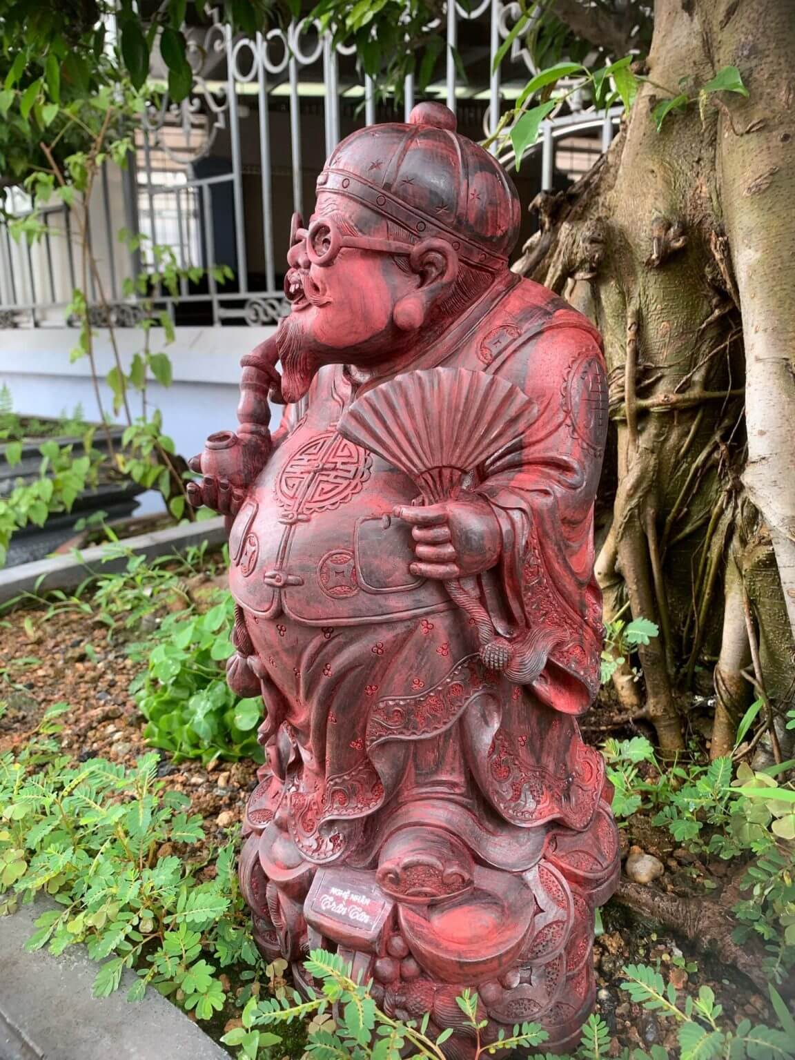 Tượng Thương Gia gỗ Tử Đàn đỏ tím - Ảnh 3