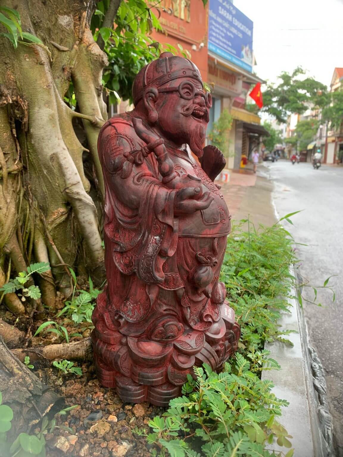 Tượng Thương Gia gỗ Tử Đàn đỏ tím - Ảnh 4